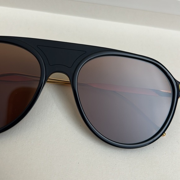 NIB THOM BROWNE TB-809 Aviator Sunglasses in Navy/Gold 55mm Made in Japan $650 - Picture 7 of 12